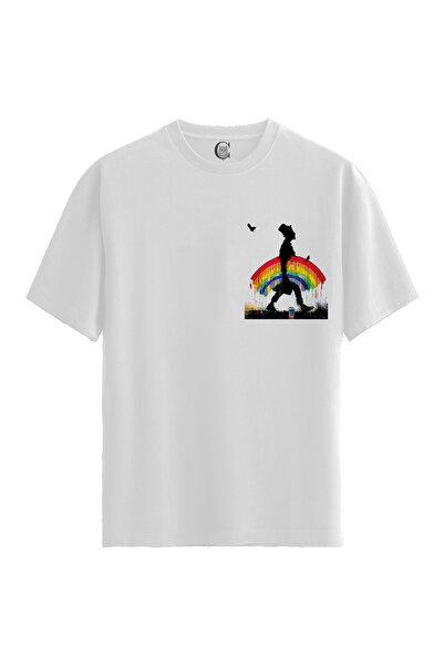 Color Luxe Men/Unisex White 100% Cotton Relaxed Fit Crew Neck Horizon Custom ...