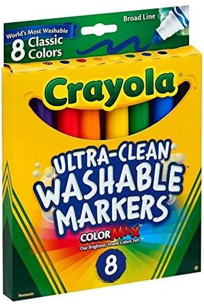 Crayola Broad Point Washable Markers, 8 Markers, Classic Colors Pack of 6