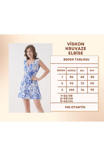 MG OTANTİK Women's Summer Viscose Double Breasted Mini Dress – Casual Casual Cut with Elastic Waist Mg001