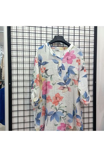 Butik Şans Italian Shirt Blouse with Floral Pattern and Pocket Detail
