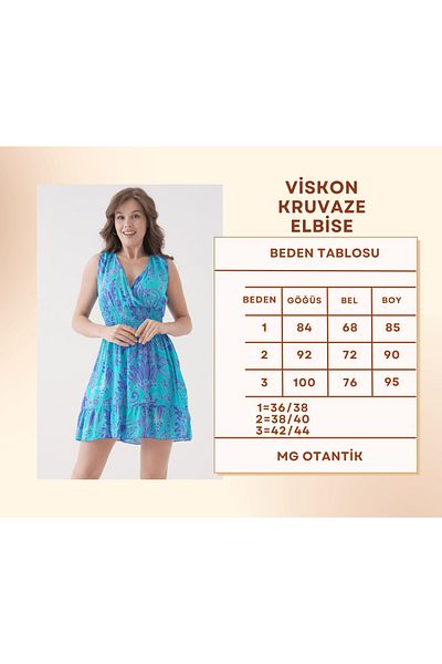 MG OTANTİK Women's Summer Viscose Double Breasted Mini Dress – Casual Casual Cut with Elastic Waist Mg001