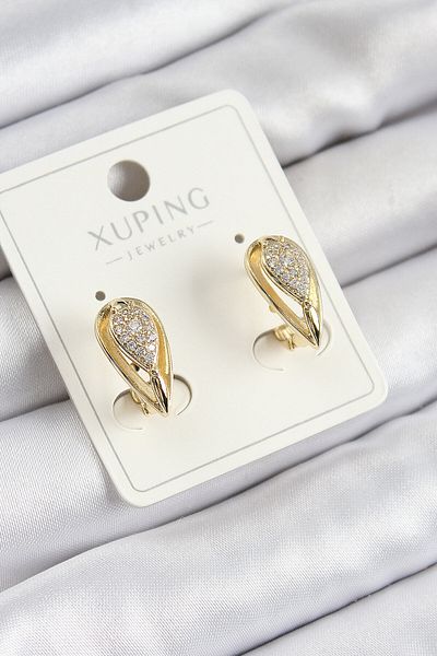 Avantaj Kapıda ®   Xuping Zircon Stone Drop Model Gold Color Women's Earrings