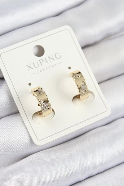Avantaj Kapıda ®   Xuping Zircon Stone Patterned Hoop Model Gold Color Women's Earrings
