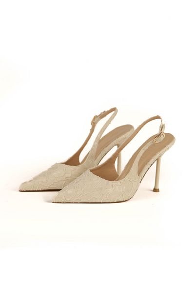 Letafia Dalida Patent Leather Lace Detailed Heeled Shoes