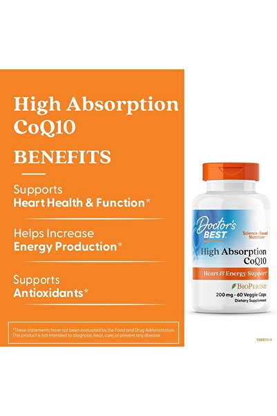 Doctor's Best High Absorption CoQ10 with BioPerine 200 mg 60 Veggie Caps