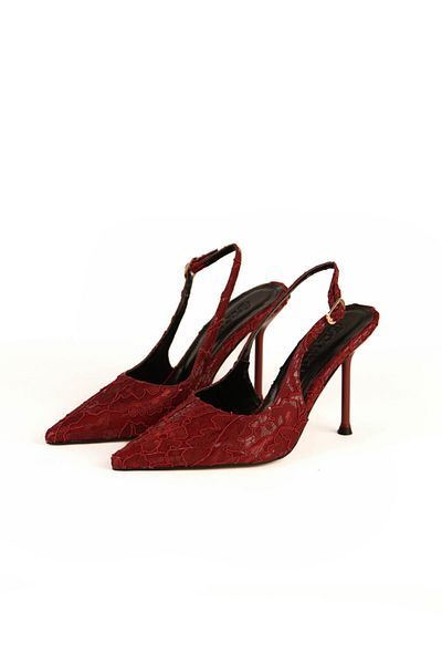 Letafia Dalida Patent Leather Lace Detailed Heeled Shoes