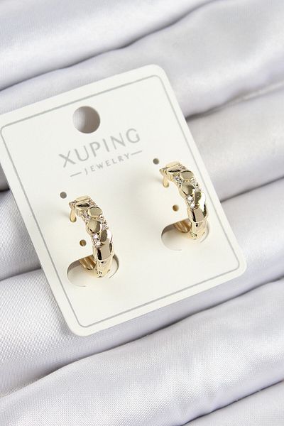 Avantaj Kapıda ®   Xuping Zircon Stone Hoop Model Gold Color Women's Earrings