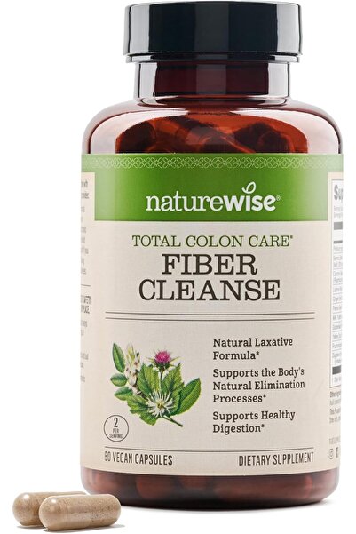 NatureWise تنظيف الألياف للعناية الكاملة بالقولون باستخدام الملينات العشبية والبريبايوتكس والإنزيمات الهاضمة
