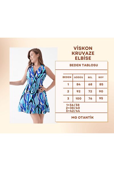 MG OTANTİK Women's Summer Viscose Double Breasted Mini Dress – Casual Casual Cut with Elastic Waist Mg001