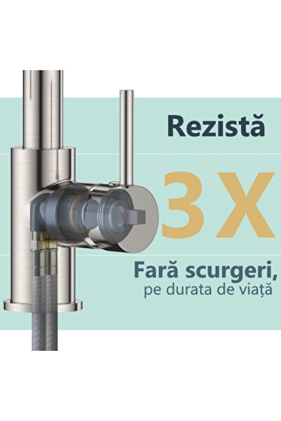 TrioStore Baterie Premium pentru Chiuveta Bucatarie, Duza Extractabila cu Furtun de 60 cm