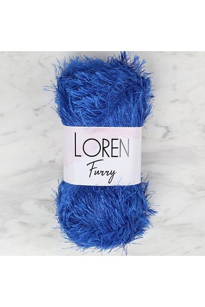 E NATIONAL Loren Furry Saks Blue Hand Knitting Yarn - Rf004 - 34043