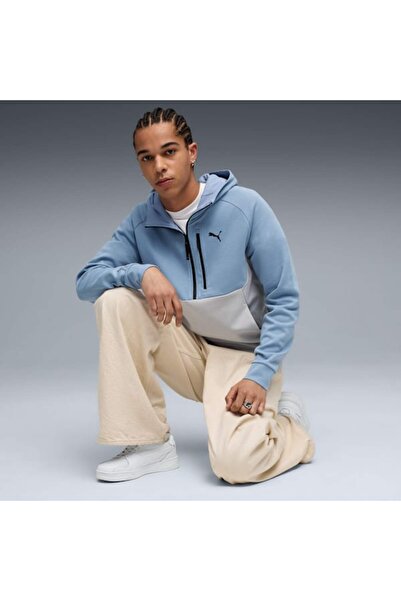 Puma Erkek Mavi Pumatech Half Zip Hoodie Sweatshirt 688044-34