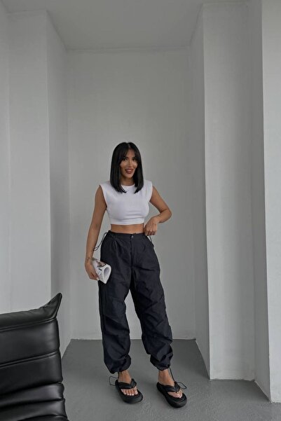 Byelmira Women's Parachute Pants Black