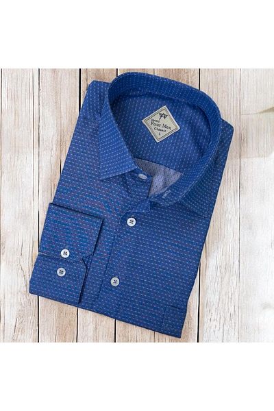 EREN STYLE Cămașă pentru bărbați, albastră, cu mâneci lungi, din lenjerie de in (model obișnuit)