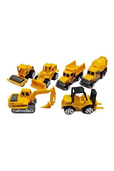 OEM Set of 6 metal construction machines, equipment with moving parts, truck, crane, concrete mixer, compactor, excavator