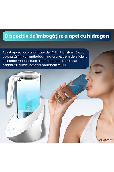 Cuantis Hydrogen water generator 1.5L, self-cleaning, LED, detox, antioxidant, white