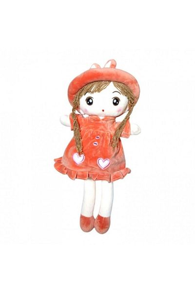 OEM Textile Doll with Embroidered Details, Hat with Ears, Salmon, 48 cm