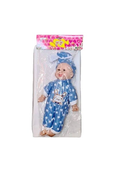 OEM Păpușă Interactivă, Bebeluș Care Rade, Corp Moale, Căciulă Cu Urechi De Iepuraș Albastre, 45 Cm