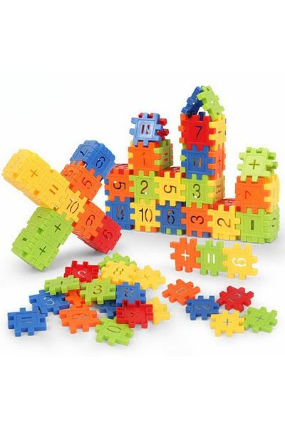 OEM Construction set with square and triangular pieces, waffle with numbers, educational game with digit
