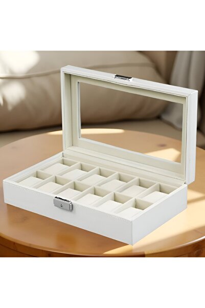 rexa 12-Slot Watch Storage Box Organizer – Unisex Watch Display Case (30W x 20D x 8H cm)