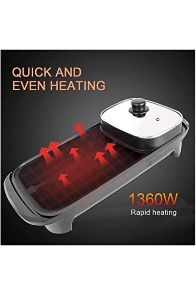 Hope Smokeless non-stick indoor 2-in-1 large versatile electric grill and hot pot