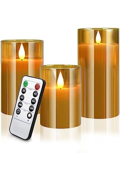 Bonjour Candle Flameless Led, Real Wax Fake Wick Moving Flame Faux Wickless P...