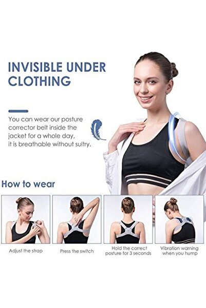 Bonjour Adjustable Posture Corrector, Intelligent Posture Reminder with Sensor Vibration Upper Back Bra
