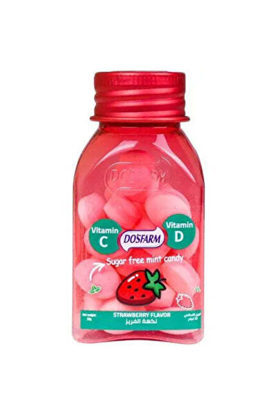 OTC حلوى دوس فارم الخالية من السكر مع فيتامين سي وفيتامين د بنكهة الفراولة 22...