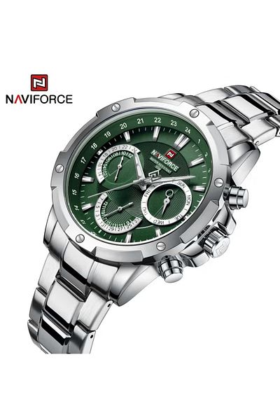 Naviforce Luxury Analog Wrist Watch for Men with Stainless Steel Strap Water Resistant Multi-Function