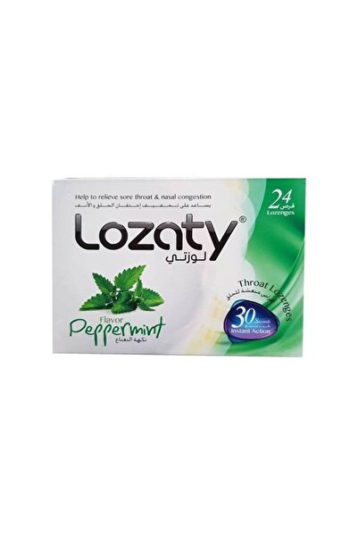 OTC معينات لوزاتي للحلق بنكهة النعناع لعلاج التهاب الحلق واحتقان الأنف، 24 قطعة