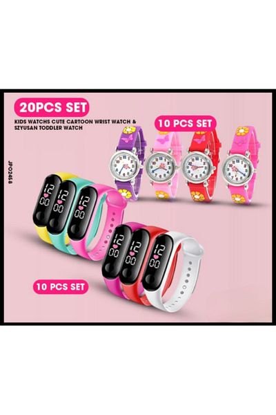 MACON 20 PCs Set Kids Watches Cute Cartoon Wrist Watch Gift Fun Lights Digital Sport Watch