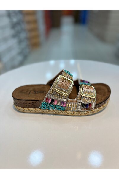 Alphus Papuci de zi cu zi pentru femei Pienn cu curea dublă din piatră