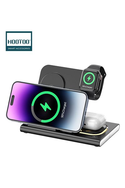 HooToo HOTO 4-in-1 Wireless Dock – Fast and stylish charging with attractive LED lighting and perfect organization for your devices.