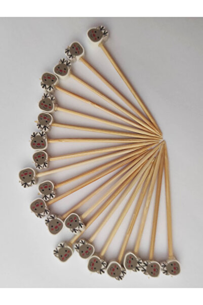 tm tasarı mağazası 20 Adet Dekoratif Ren Geyik Boncuklu Yılbaşı Kürdanı 6,5 c...