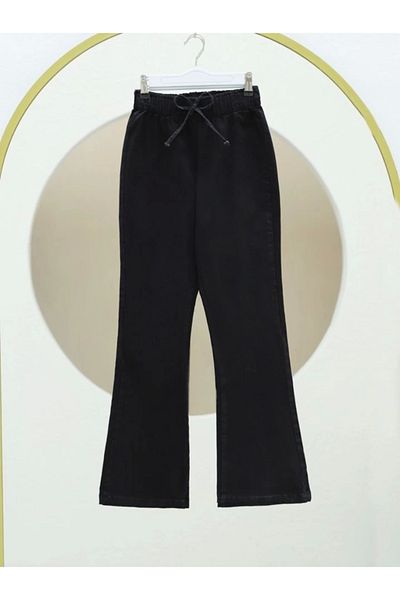 nedo7 Flared Leg Lace Detailed Jeans - Black