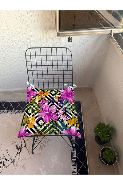 yok yok evim eve dair her şey 9-Piece Stylish Flower Patterned Fluffy Living Room Balcony Garden Kitchen Chair Cushion