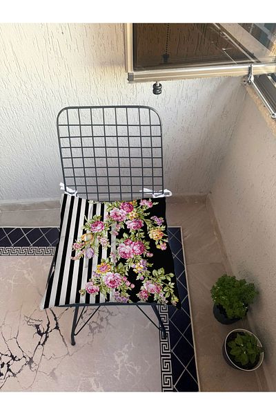 yok yok evim eve dair her şey 9-Piece Stylish Flower Patterned Fluffy Living Room Balcony Garden Kitchen Chair Cushion