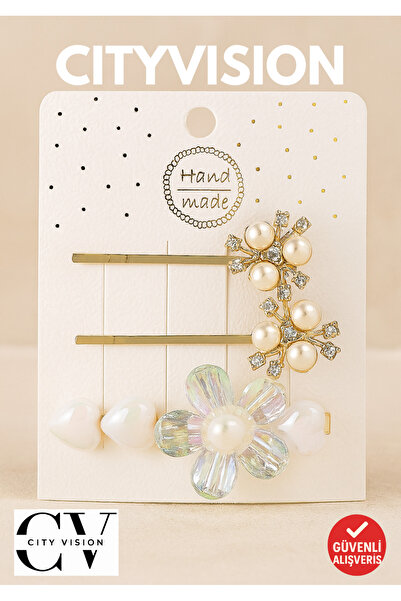 cityvision Sada 3 štýlových sponiek do vlasov s perlovým a kvetinovým dizajnom a lesklými kamienkami - elegantný a žiarivý dizajn