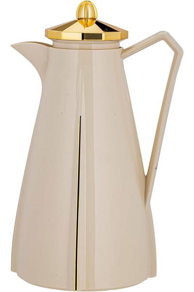 ALSAIF Coffee and Tea Vacuum Flask, leak-proof and keeps drinks hot, 1 Liter, White/Gold
