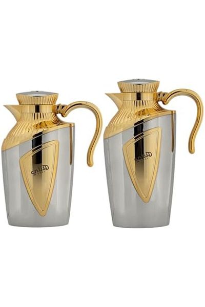 ALSAIF 2-Pieces Coffee and Tea Vacuum Flask, leak-proof and keeps drinks hot, 1 Liter/0.7 Liter, Mat