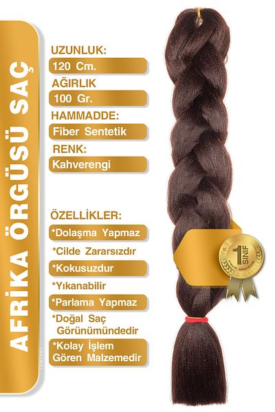 TAM TARZ Fiber Synthetic Hair for African Braid Rasta and Box Braid - Brown