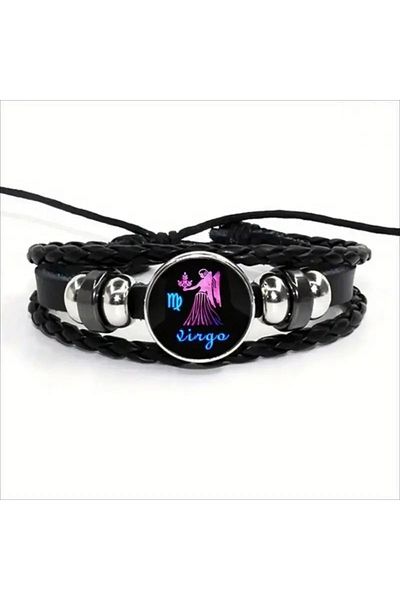 YIWU Virgo Adjustable Faux Leather Bracelet, Suitable for Both Men and Women