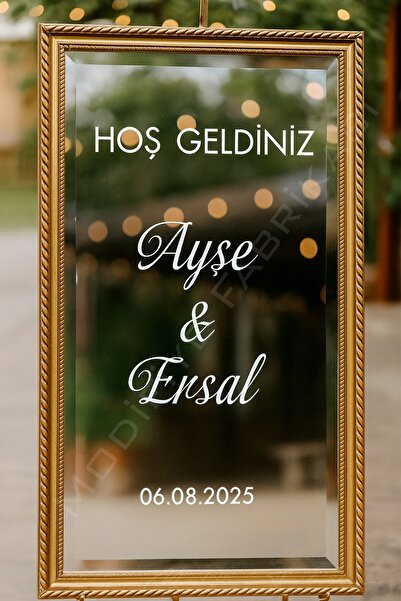 Modifiye Fabrikası Özel Günler İçin Karşılama Ayna Stickerı | Düğün Kına Nişan Söz | Beyaz Folyo | Sadece Yazı |