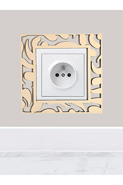 Karenza Home Dekoratif Krem Renk Priz Çerçevesi Süsü - Lazer Kesim MDF - Yapışkanlı Montaj