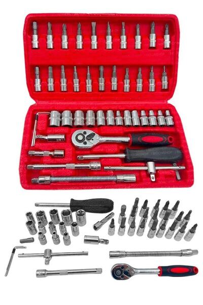 HALL BREATHE 46 Parça Lokma ve Bits Takımı, 1/4 Cırcırlı, Tam Set, Dayanıklı ...