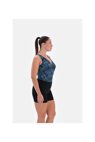 Eros Recoil Large Size Women's One Piece Swimsuit with Shorts