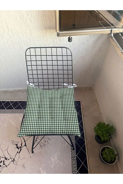 yok yok evim eve dair her şey 9 Puntal Plaid Gingham Patterned Fluffy Living Room Balcony Garden Kitchen Chair Cushion