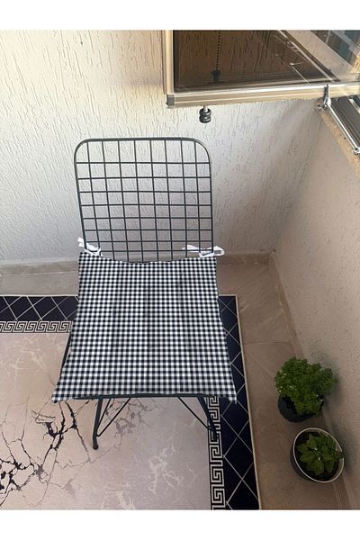 yok yok evim eve dair her şey 9 Puntal Plaid Gingham Patterned Fluffy Living Room Balcony Garden Kitchen Chair Cushion