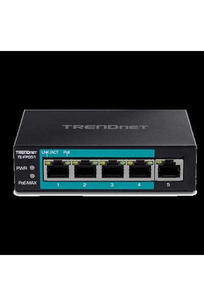 TRENDnet Switch 4 ports Fast Ethernet Long Range 250m PoE+ 60W, 1 port Fast Ethernet - TE-FP051