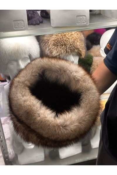 hoaryage Unisex Genuine Mink Leather Genuine Wolf Hip Scarf Hat